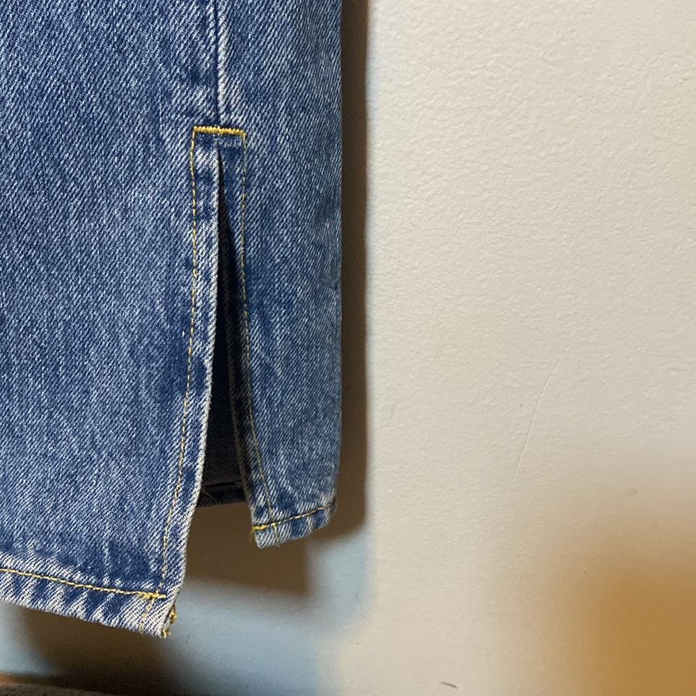 Good American Good Boy Straight Jeans Women’s 15 Blue Medium Wash Denim Slit Hem - Picture 6 of 17